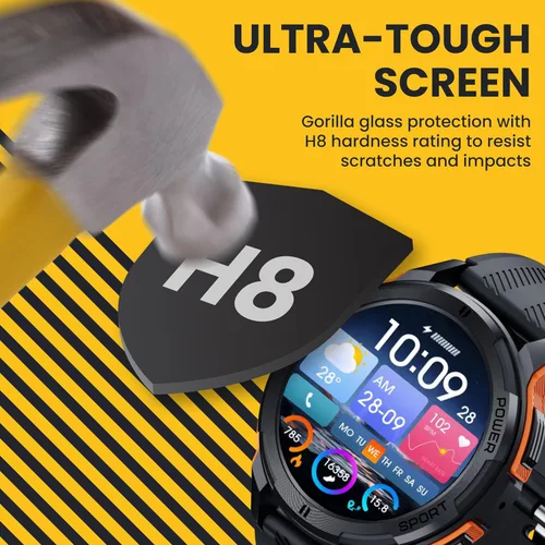 Vista 3 de Reloj inteligente Foreman naranja, bandas de silicona con diseño de intercambio rápido y protector de pantalla resistente a los arañazos, reloj