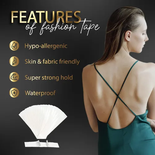 Vista 4 de Cintas de doble cara para ropa, cinta de tela de moda para ropa, cuerpo, todos los tonos de piel