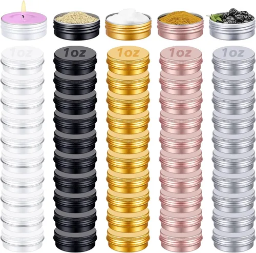 Vista 10 de Paquete de 50 recipientes de bálsamo labial blancos de 2 onzas a granel, latas recargables de 2.0 fl oz para ungüentos, recipientes de lata
