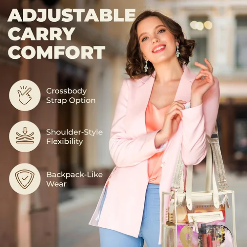 Vista 4 de Handy Laundry Clear Bag for Stadium Events - Large Transparent Tote - Clear Purse for Women, Work, Beach & Shopping