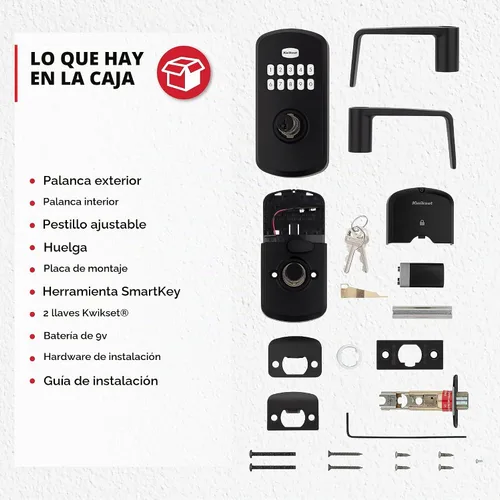 Vista 8 de Kwikset SmartCode 955 - Cerradura electrónica de palanca Kingston de 10 botones en negro mate para uso comercial ligero, con entrada sin llave