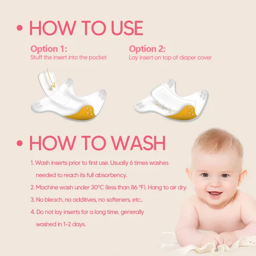 Vista 6 de Damero Pañales de tela natural para bebés con 12