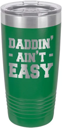 Vista 15 de DADDIN AINT EASY BLACK Vaso de bebida de 20 oz con pajita Taza de viaje grabada con láser Comparar con Yeti Rambler Idea de regalo papá