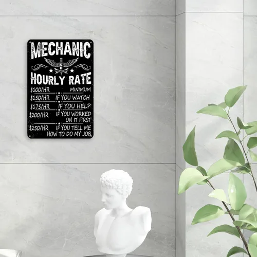 Vista 4 de Divertidos letreros de metal mecánico, regalos para hombres, papá, marido, para hombre, cueva, taller, garaje, decoración de pared, mecánico
