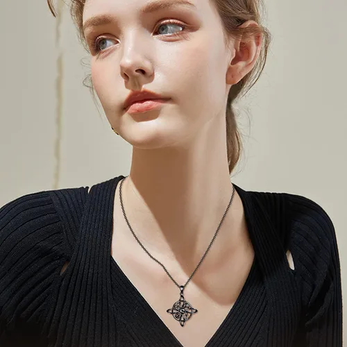 Vista 59 de YAFEINI Collar con dije de nudo de bruja de plata de ley, amuleto de bruja de cruz celta, regalo para mujer