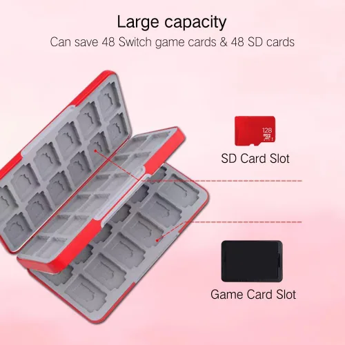 Vista 2 de PERFECTSIGHT Switch Game Case Compatible with Nintendo Switch OLED & Switch Lite, 48 Switch Game HolderCute Switch Game Card Case Cartridge with 48