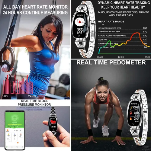 Vista 4 de AOCKS H8 Smart Watch Monitor de ritmo cardíaco de presión arterial pulsera deportiva impermeable nuevo rastreador de fitness plata