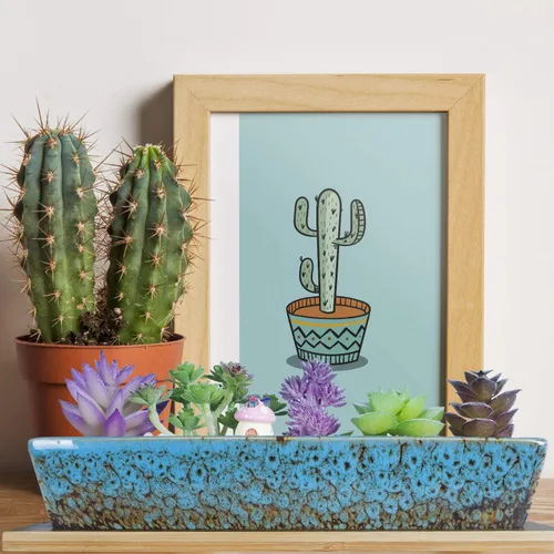 Vista 9 de ARTKETTY Macetas para suculentas – Macetas grandes para suculentas con bandeja de drenaje, 1 maceta rectangular + 1 maceta redonda para bonsái