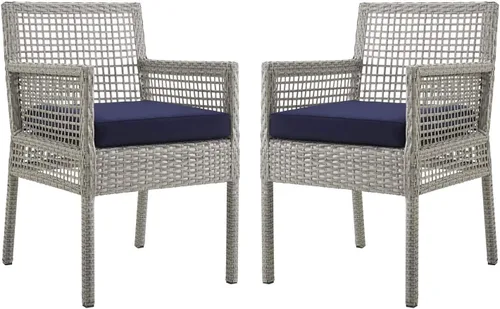 Vista 6 de Modway Aura Piece - Juego de mimbre para exteriores, gris gris