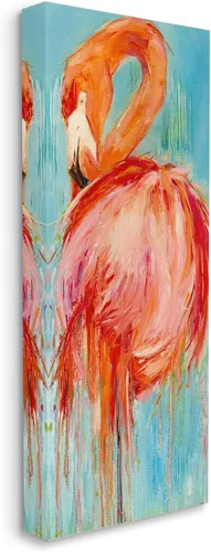 Vista 2 de Stupell Industries Pintura abstracta de flamencos atrevidos, arte en lienzo, 10 x 24 pulgadas, fácil de colgar y resistente, fabricado en Estados