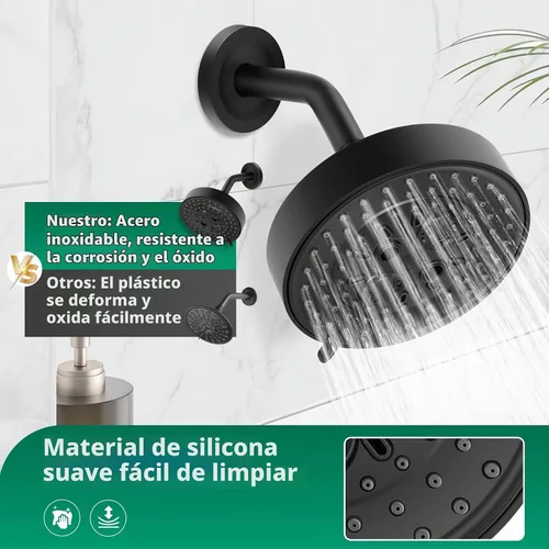 Vista 4 de T2902BL - Kit de molduras de ducha compatible con moen T2902EPBL, cabezal de ducha negro mate y mango de palanca de ducha, fácil de instalar, sin