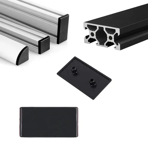 Vista 3 de Accesorios de plástico ABS de 1.181x2.362 in Tapa de extremo Negro T-Ranura Accesorios de perfil de aluminio 35 PC