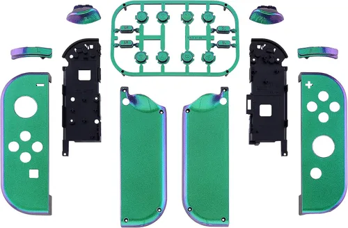 Vista 2 de eXtremeRate - Carcasa de control portátil Joy-Con con set de botones completo, repuesto de carcasa hazlo tú mismo para control de Nintendo Switch