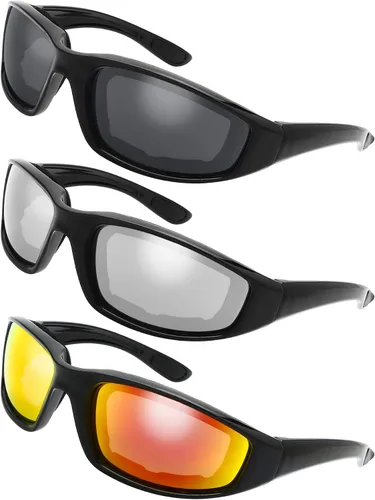 Vista 18 de Gafas de Motocicleta con Marco Acolchado y Lentes que Bloquean 100% UVB/UVB para Actividades al Aire Libre y Deportes 10-mate/negro brillante