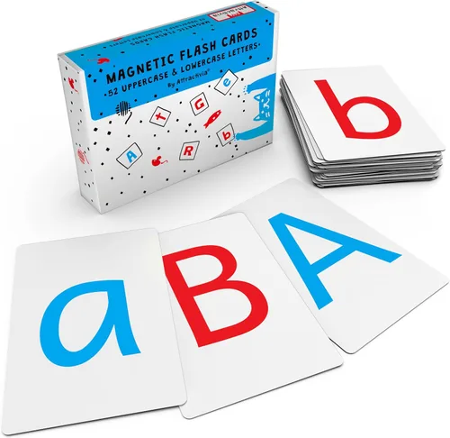 Vista 9 de Attractivia Tarjetas Magnéticas de Letras Grandes del Alfabeto ABC - 52 Letras Resistentes Grandes en Mayúscula y Minúscula, Negro - para Maestros