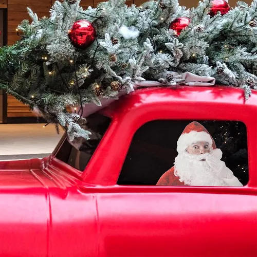 Vista 5 de LOMIMOS 2 calcomanías navideñas para ventana trasera de automóvil, PVC autoadhesivo, Papá Noel sorprendido, calcomanía divertida para vehículo