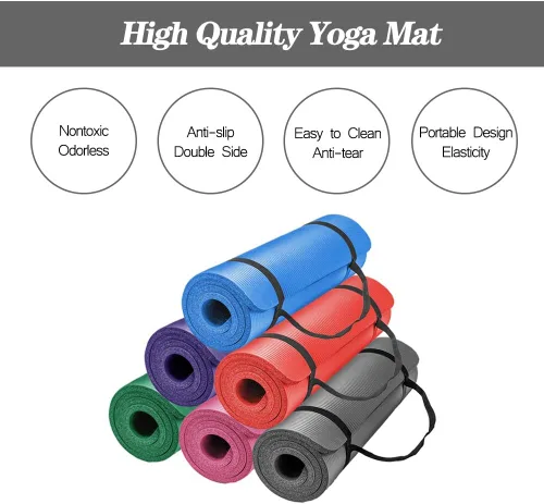 Vista 2 de LOKATSE Home - Tapete de yoga grueso multiusos con correa de transporte de alta densidad Gris