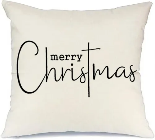 Vista 14 de RABUSOFA Fundas de almohada de Navidad con mensaje de Feliz Navidad, decoraciones para el invierno, fundas de almohada decorativas, fundas