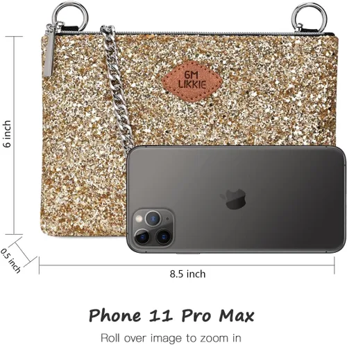 Vista 4 de GM LIKKIE Bolso de mano cruzado para mujer, bolso de noche con purpurina, bolso de boda con lentejuelas para fiesta