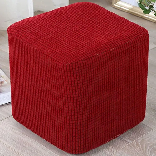 Vista 4 de Fundas elásticas para otomanas, fundas protectoras para taburetes, fundas cuadradas suaves para fundas cuadradas, color gris, negro y marrón, sofá