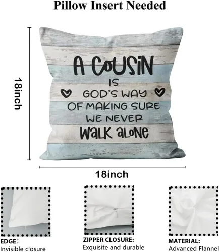 Vista 5 de Fundas de almohada de 18 x 18 pulgadas, decoración de primos, fundas de almohada para sofá y habitación, regalos de cumpleaños para primos