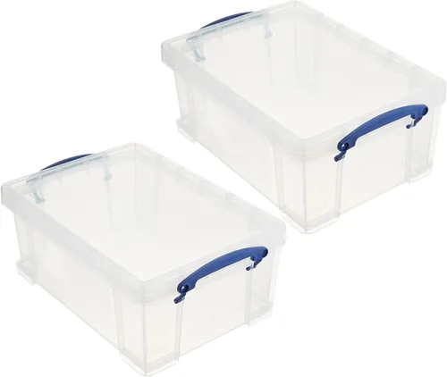 Vista 13 de Really Useful Box - Contenedores de almacenamiento de plástico apilables de 9 litros con tapa de cierre y asas con clip incorporado
