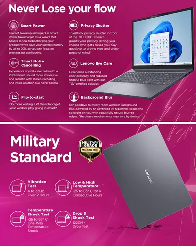 Vista 6 de Lenovo Portátil empresarial de 16", 8 GB de RAM, SSD de 256 GB, Intel 8