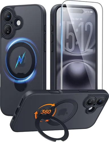 Vista 32 de FNTCASE Funda para Samsung Galaxy Z Flip 8 con soporte magnético giratorio de 360 grados, color negro Compatible con MagSafe, protección completa