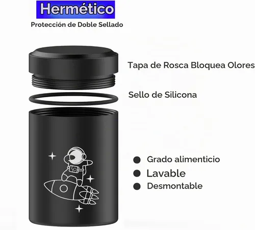 Vista 4 de Paquete de 2 tarros de almacenamiento portátiles, recipientes herméticos a Negro y Negro