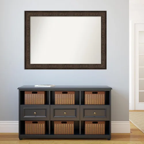 Vista 55 de Amanti Art Espejo de pared personalizado no biselado (25 x 25 pulgadas), marco de bronce acentuado, varios tamaños personalizados, espejo de baño