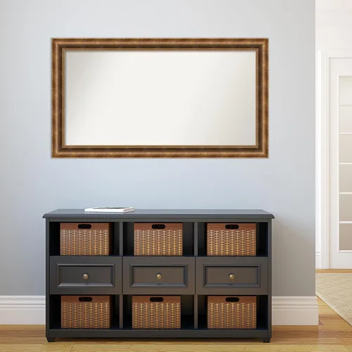 Vista 157 de Amanti Art Espejo de pared personalizado no biselado (25 x 25 pulgadas), marco de bronce acentuado, varios tamaños personalizados, espejo de baño