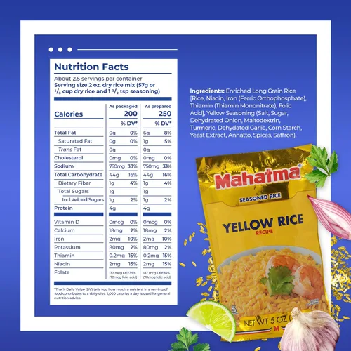 Vista 2 de Mahatma - Mezcla de arroz amarillo, arroz de grano largo, arroz para estufa o microondas, sin gluten y kosher en 20 minutos, 5 onzas, paquete de 12