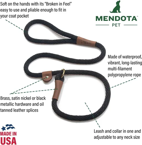 Vista 2 de Mendota Pet - Juego de correa deslizante y collar para perro, hecho en EUA