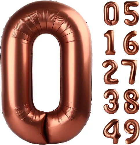 Vista 254 de Globo negro de 40 pulgadas con números del 0 al 9 (cero-nueve), globo de cumpleaños de gran tamaño, globo de helio de aluminio con números grandes