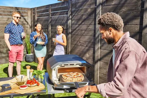 Vista 6 de ooni Cáscara de pizza de metal de aluminio de 12 pies, pelar ligero de 12 pulgadas con mango largo, girador de pizza rectangular