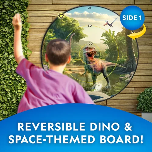 Vista 2 de Tablero de dardos para niños National Geographic Kids con brillo en la oscuridad - Juego de dardos con pelotas brillantes, tablero de dardos