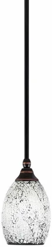 Vista 3 de Toltec Lighting Tallo Colgado Mini colgante, acabado de cobre negro, 3.5" cuadrado humo burbuja vidrio