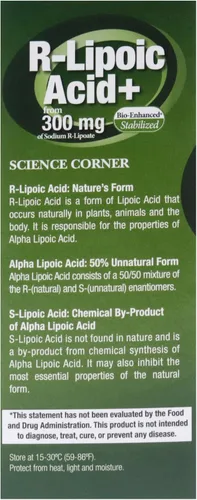 Vista 6 de Genceutic Naturals R-lipoic Acid Suplemento dietético vegetariano sin gluten sin OMG ideal para glucosa insulina nivel sanguíneo mantener - 300 mg