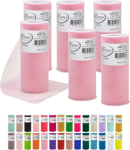 Vista 15 de Expo International Tul mate decorativo, tela de tul de poliéster ligero para tutús, disfraces y decoraciones de fiestas, lavable, fácil de usar, 6
