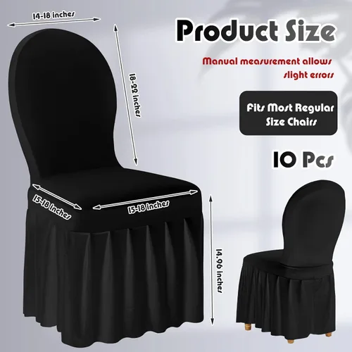 Vista 2 de Oudain Fundas protectoras para sillas con falda, de elastano elástico, largas, ajustables, removibles y lavables para sillas de comedor, para Negro