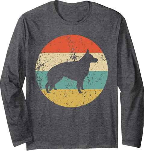Vista 4 de Camiseta de manga larga de perro pastor alemán retro Negro