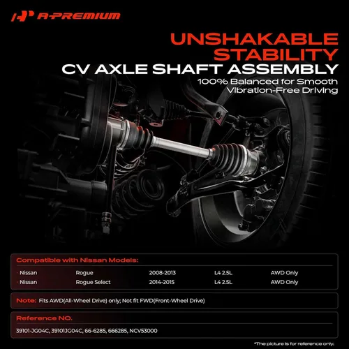 Vista 2 de A-Premium Conjunto de eje de eje CV compatible con Nissan Rogue 2008-2013 2.5L AWD, Rogue Select 2014-2015 2.5L AWD, lado delantero izquierdo