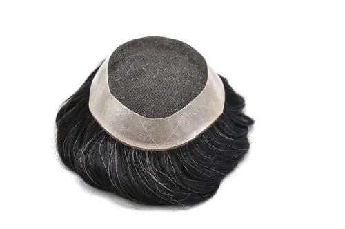Vista 2 de Toupee de cabello humano para hombre, con base de encaje suizo, sistema de reemplazo de cabello, piezas de cabello, sistema de cabello de encaje