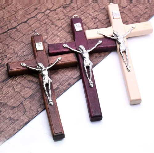 Vista 8 de Regalo católico para hombre y mujer, hecho a mano en Tierra Santa, Crucifijo de madera natural, Crucifijo de oración y celebración de cruz, colgante