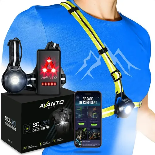 Vista 7 de Avanto Luz de Pecho con (2) Luces de Seguridad LED de Clip para Paseos de Perro, Caminatas Nocturnas, Ciclismo Equipo Reflectante para Caminatas