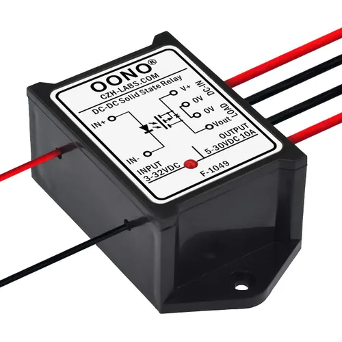 Vista 5 de Módulo de relé de estado sólido aislado DC-DC con cable, OONO, 10Amp, SSR de 3-32VDC de entrada y 5-30VDC de salida, para Raspberry-Pi, Arduino