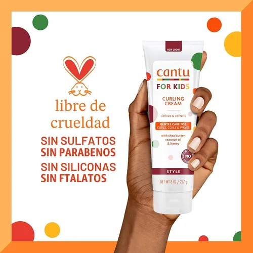 Vista 5 de Cantu Care for Kids Crema rizadora sin parabenos ni sulfatos con manteca de karité, 8 onzas (paquete de 3)