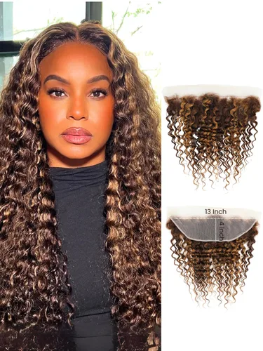 Vista 7 de Cabello Humano Rizado Castaño Rojizo, Trama Gruesa Castaño Cobrizo Rojo Coloreado Ondas Profundas Paquetes Individuales Cabello Humano 12A Tejido