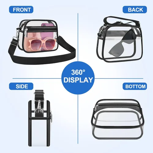 Vista 8 de COK Bolsa transparente para eventos de estadio, bolsas cruzadas para mujeres y hombres, bolso transparente para conciertos y festivales