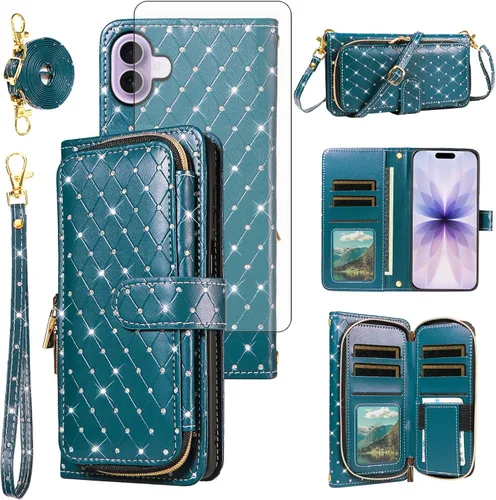 Vista 166 de Funda para teléfono iPhone 6 6S con cremallera y protector de pantalla con protector de pantalla, correa de cordón cruzado, ranura para iPhone 6 Six